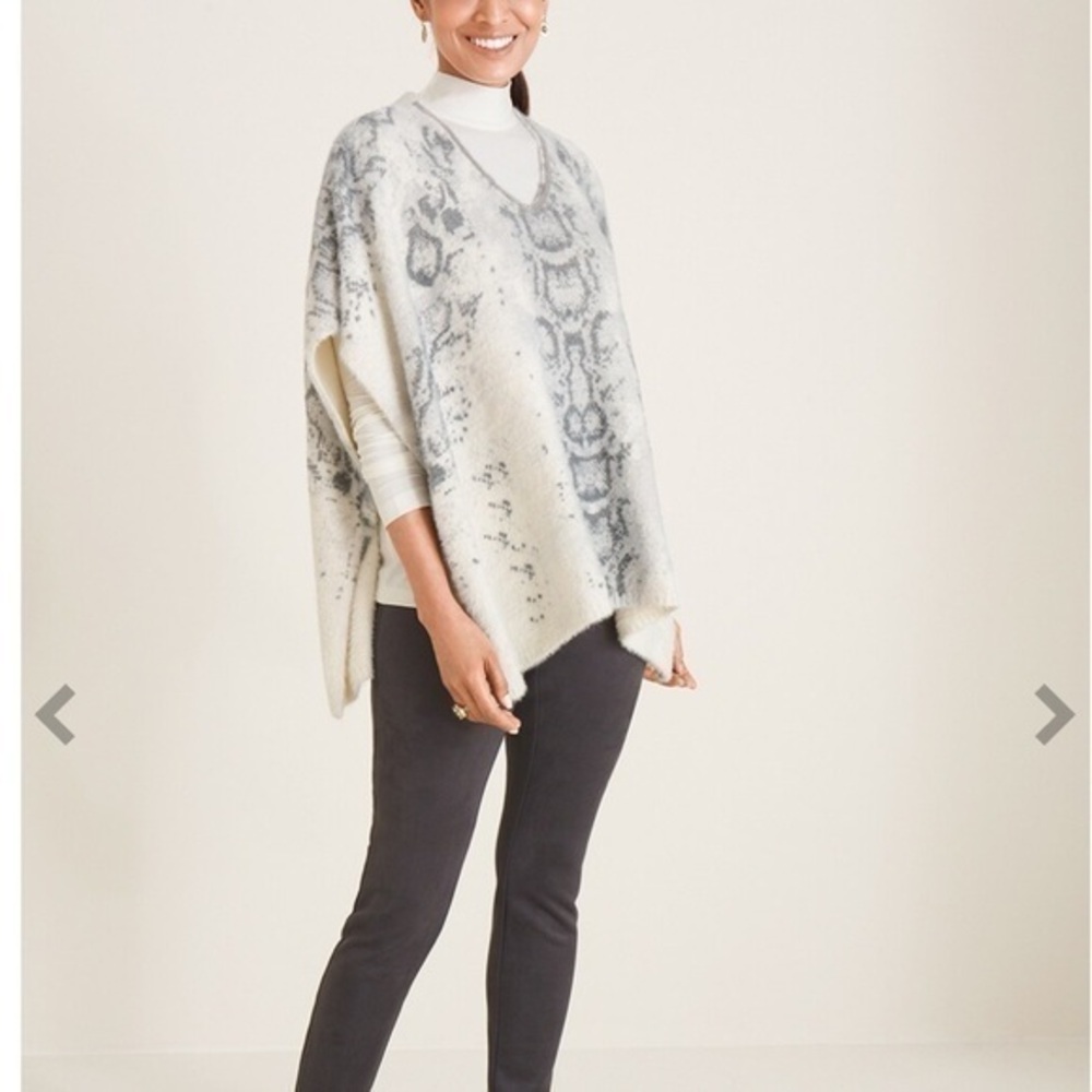 Chico’s Fuzzy Snake-Print Poncho S/M